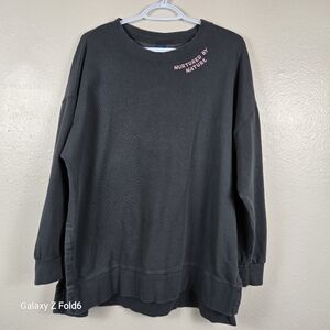 Old‎ Navy “Nurtured By Nature” Sweatshirt L Black Graphic Crewneck Cozy Pullover
